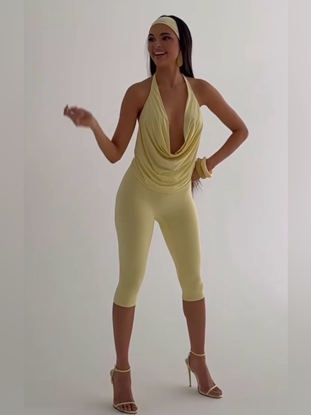 Naked Wardrobe Butter Yellow Capri Set